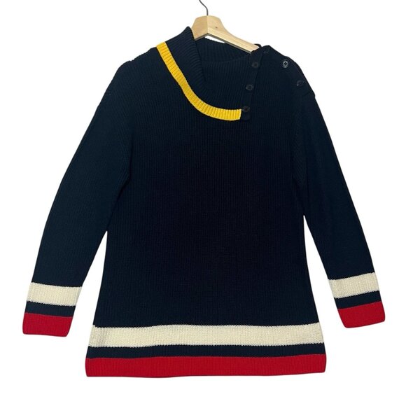 Talbots Knit Sweater Women’s Size L Petite Blue Cotton Blend Casual Coastal - Picture 3 of 10